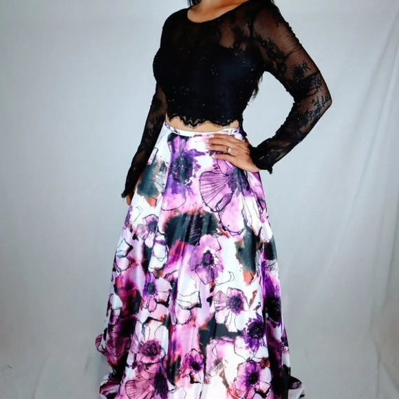 NWT Rachel Allan Two Piece Black Purple Formal Gown $538 - Picture 6 of 13